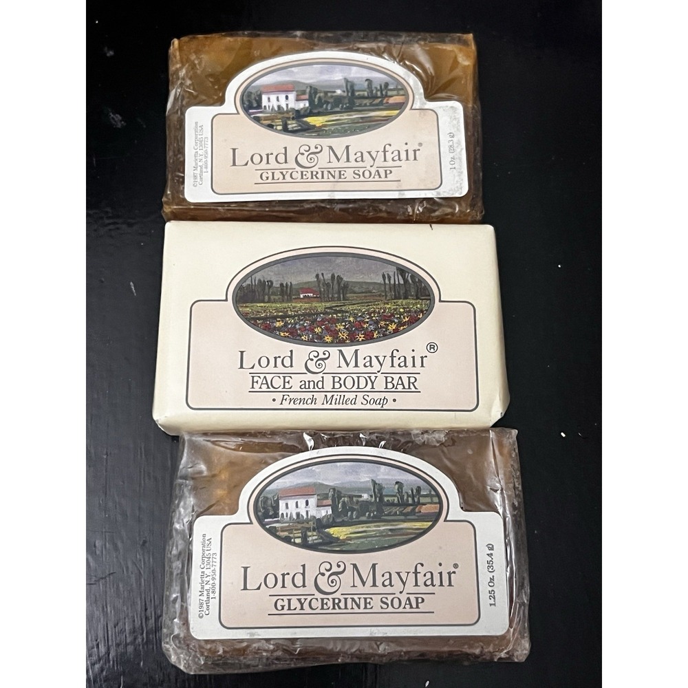 Lot of 3 Vintage Lord & Mayfair GlycerinSoap Face & Body Travel Size 1.5 oz Bars